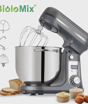 BioloMix Keukenmachine 1200W - 6L RVS Kom, Stille DC Motor & 6 Snelheden