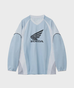 Honda Wielershirt Lange Mouw - Ademend V-hals Sportshirt voor Heren & Dames