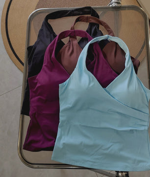 Comfortabele Sport BH met V-hals en Halter Nek - Ademend & Stijlvol