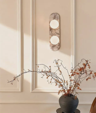 Luxe Marmeren Wandlamp met LED en Natuursteen - Sfeervolle Verlichting voor Woonkamer, Hal of Slaapkamer