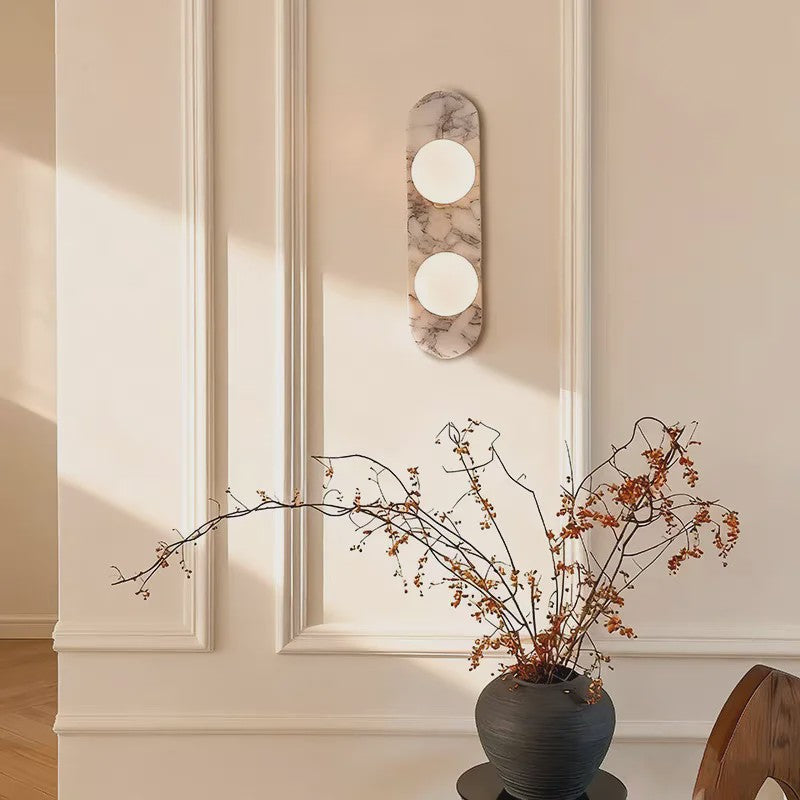 Luxe Marmeren Wandlamp met LED en Natuursteen - Sfeervolle Verlichting voor Woonkamer, Hal of Slaapkamer