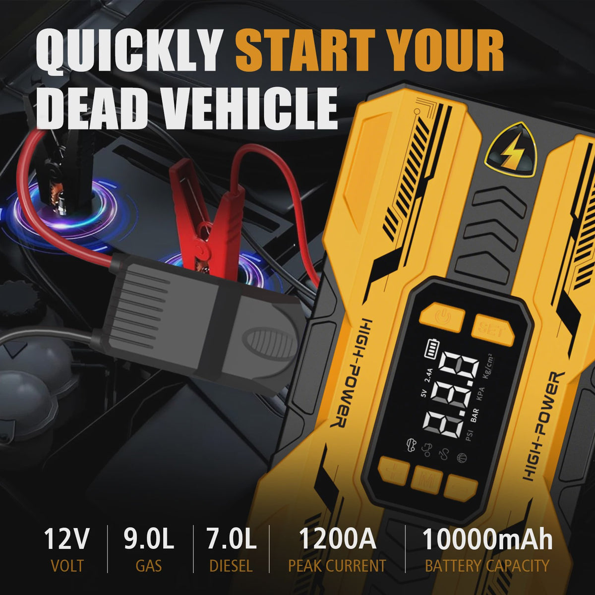 AntPower 1200A Jump Starter & Powerbank met Bandenpomp & LED - Start Elke Auto