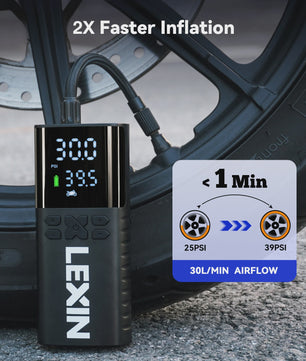 Lexin P4 Draagbare Smart Air Pump - 4000mAh Compressor voor Auto, Motor, Fiets met LED Digitaal Display