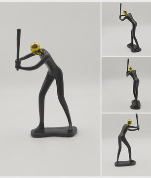 Moderne Mens Sculptuur met Gouden Hoofd - Decoratieve Figuur voor Huis en Bureau