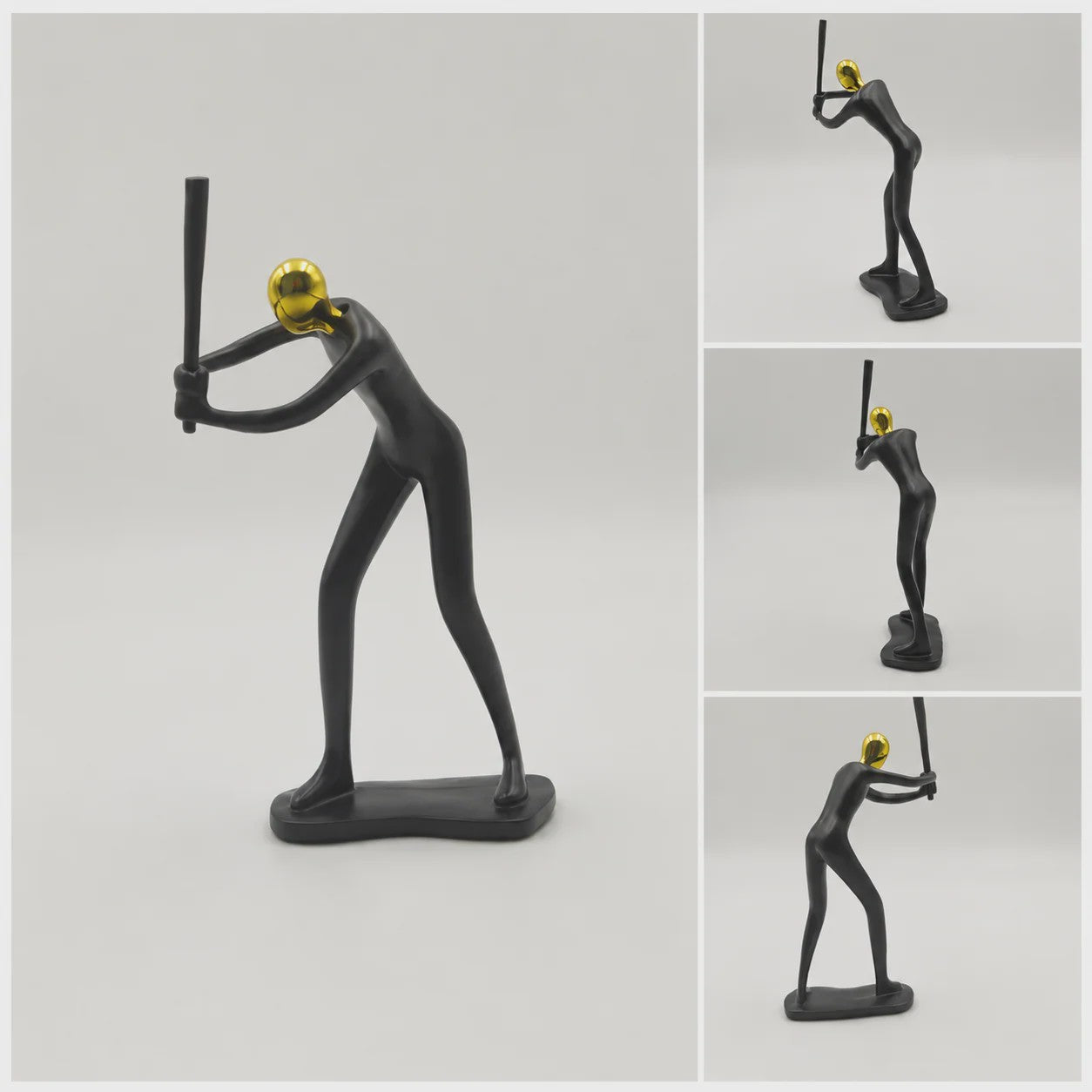 Moderne Mens Sculptuur met Gouden Hoofd - Decoratieve Figuur voor Huis en Bureau