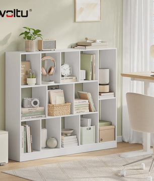 WOLTU Boekenkast met 13 Vakken - Hout - 109x24x101 cm - Zwart