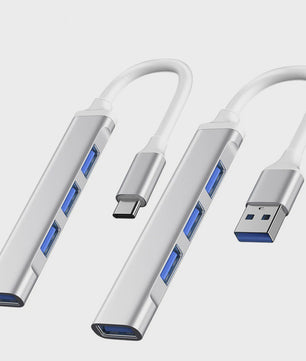USB C Hub 3.0 met 4 Poorten (1x USB 3.0, 3x USB 2.0) & OTG Functie - Aluminium Adapter voor Laptop & PC
