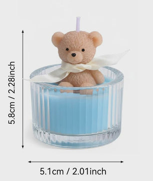 Luxe Geurkaars Teddybeer in Glazen Pot met Lint - Pastel Cadeau voor Vrouwen, Bruiloft & Feestdagen