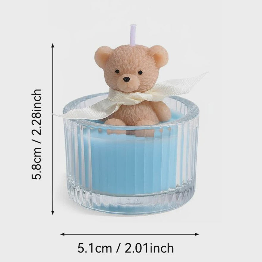 Luxe Geurkaars Teddybeer in Glazen Pot met Lint - Pastel Cadeau voor Vrouwen, Bruiloft & Feestdagen