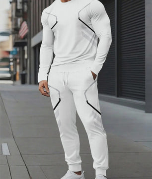 Herenset: Ronde Hals Sweater & Broek met 3D Print - Streetwear Lente/Herfst 2025