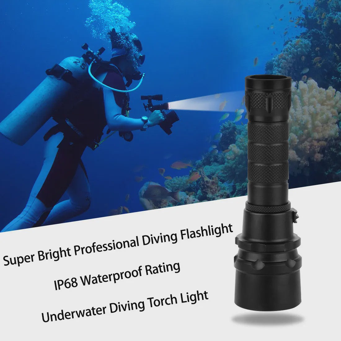 ESMARTER Professionele Duiklamp LED Super Fel T6/L2 Waterdicht met 18650 Batterij