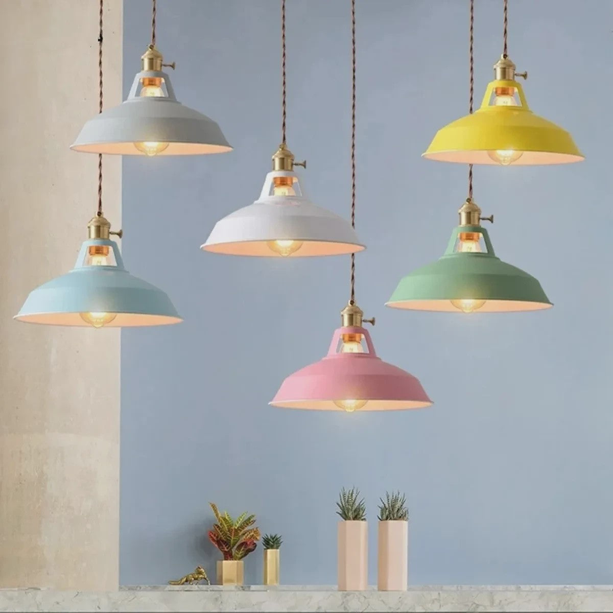 Retro Industriële Kleurrijke Hanglamp - Vintage Sfeer voor Keuken & Restaurant