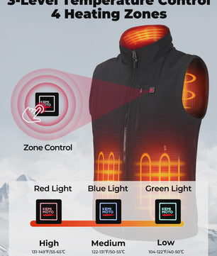 KEMIMOTO Unisex Verwarmd Vest met 10000mAh Batterij, App Temp Control & Waterafstotend - Lichtgewicht voor Buitenactiviteiten