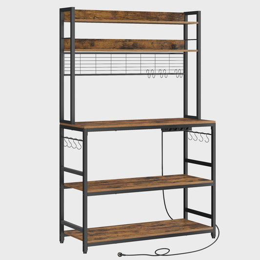 VASAGLE Keukenrek met Stopcontacten en 14 Haken - 100x40x170 cm
