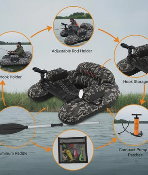 Opblaasbare Visboot Camouflage met Hengelhouder en Aluminium Peddel