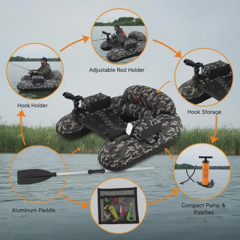 Opblaasbare Visboot Camouflage met Hengelhouder en Aluminium Peddel