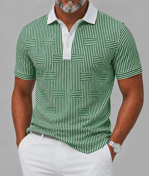 Heren Polo Blauw Wit Verticale Streep - Casual & Smart Casual Top voor Lente/Zomer