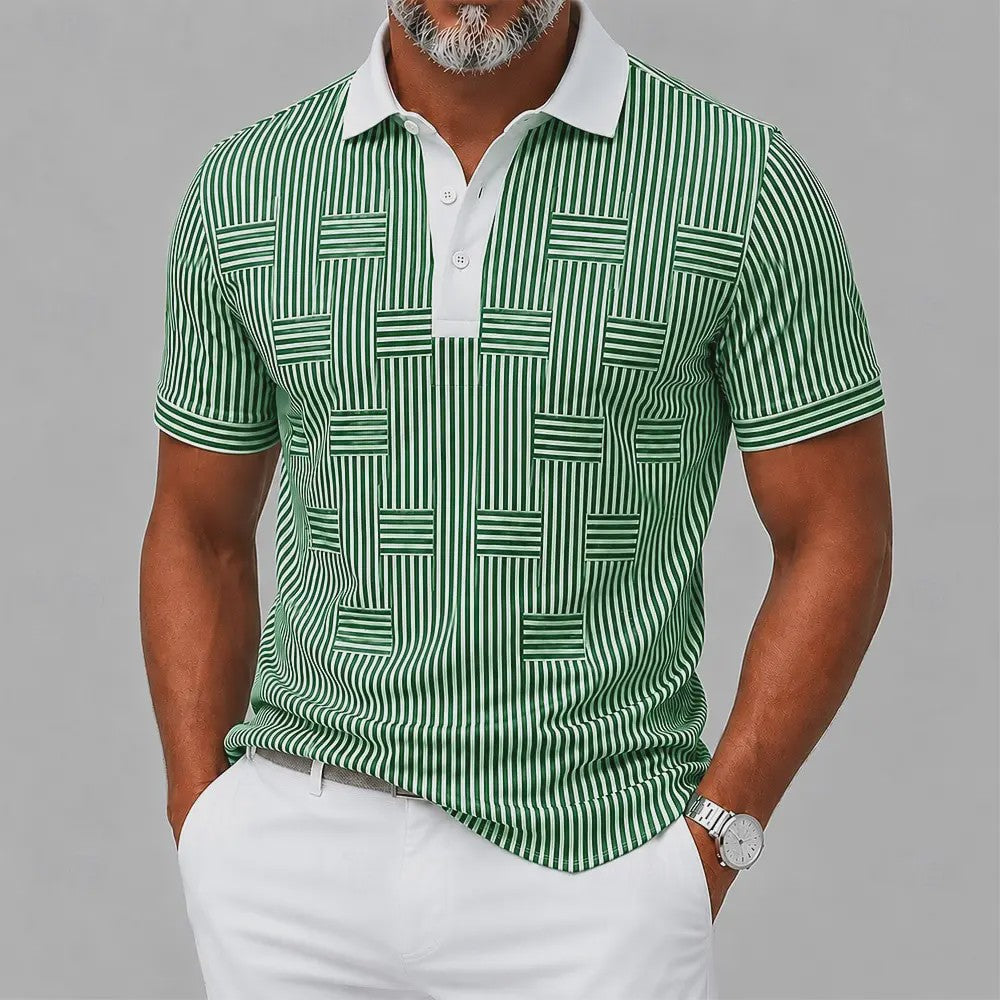 Heren Polo Blauw Wit Verticale Streep - Casual & Smart Casual Top voor Lente/Zomer