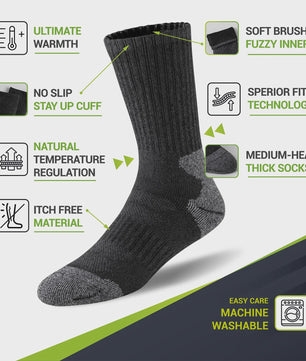 5 Paar Merino Wol Wandelsokken - Warm, Ademend & Compressie voor Heren & Dames