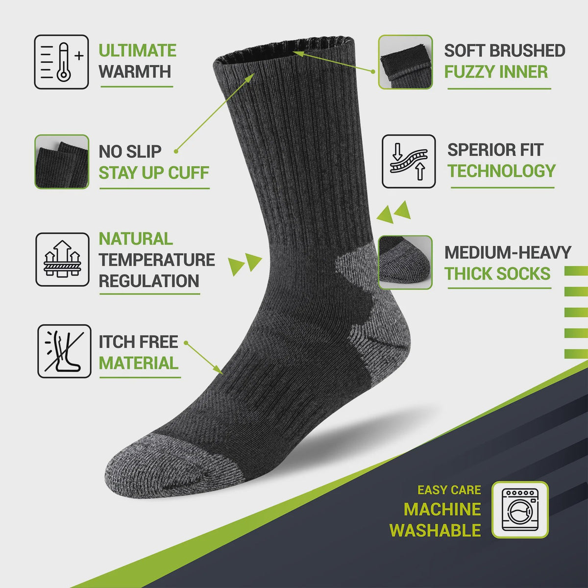 5 Paar Merino Wol Wandelsokken - Warm, Ademend & Compressie voor Heren & Dames