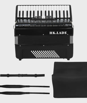 HK LADE Professionele Bayan Accordeon - Zwart, 34 Toetsen, 60/72 Bass, 5 Stemmig