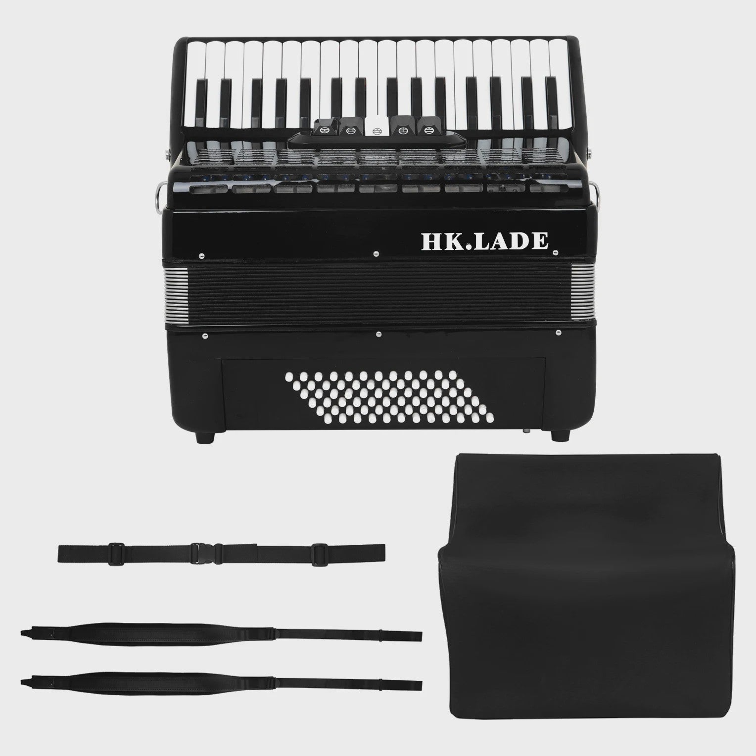 HK LADE Professionele Bayan Accordeon - Zwart, 34 Toetsen, 60/72 Bass, 5 Stemmig