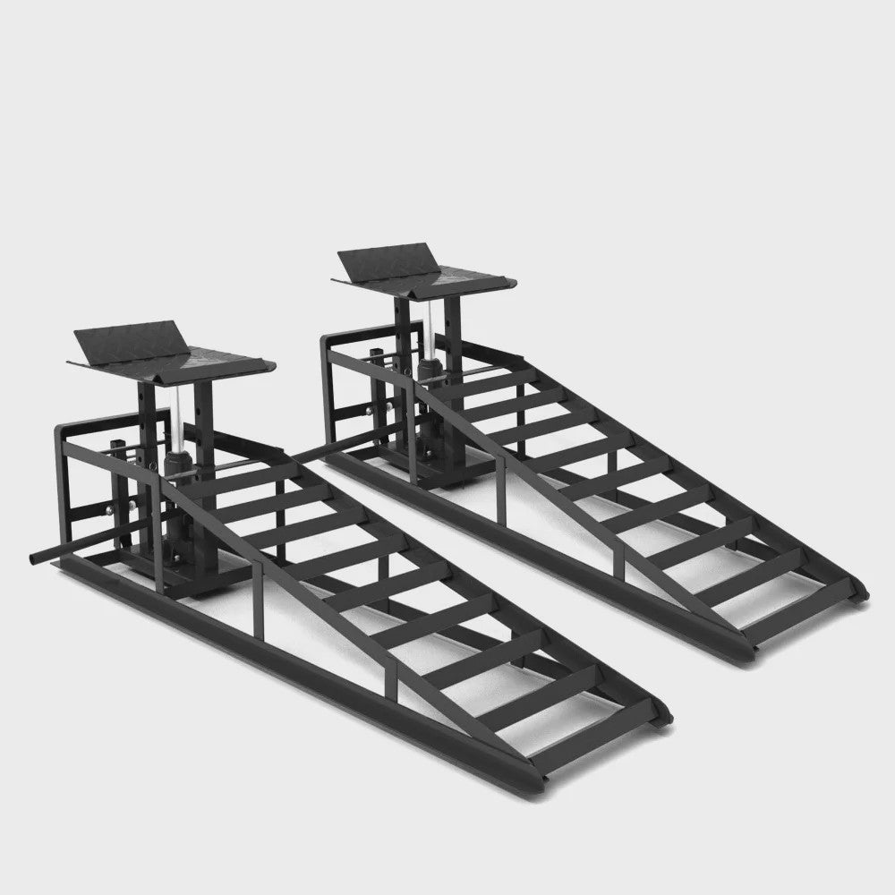 2x Hydraulische Oprijplaten met Rollers & Krik - 5T Heavy-Duty Garage Lift
