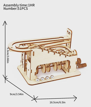 Houten 3D Puzzel: Spiraal Marble Run Modelbouw Kit voor Volwassenen en Tieners