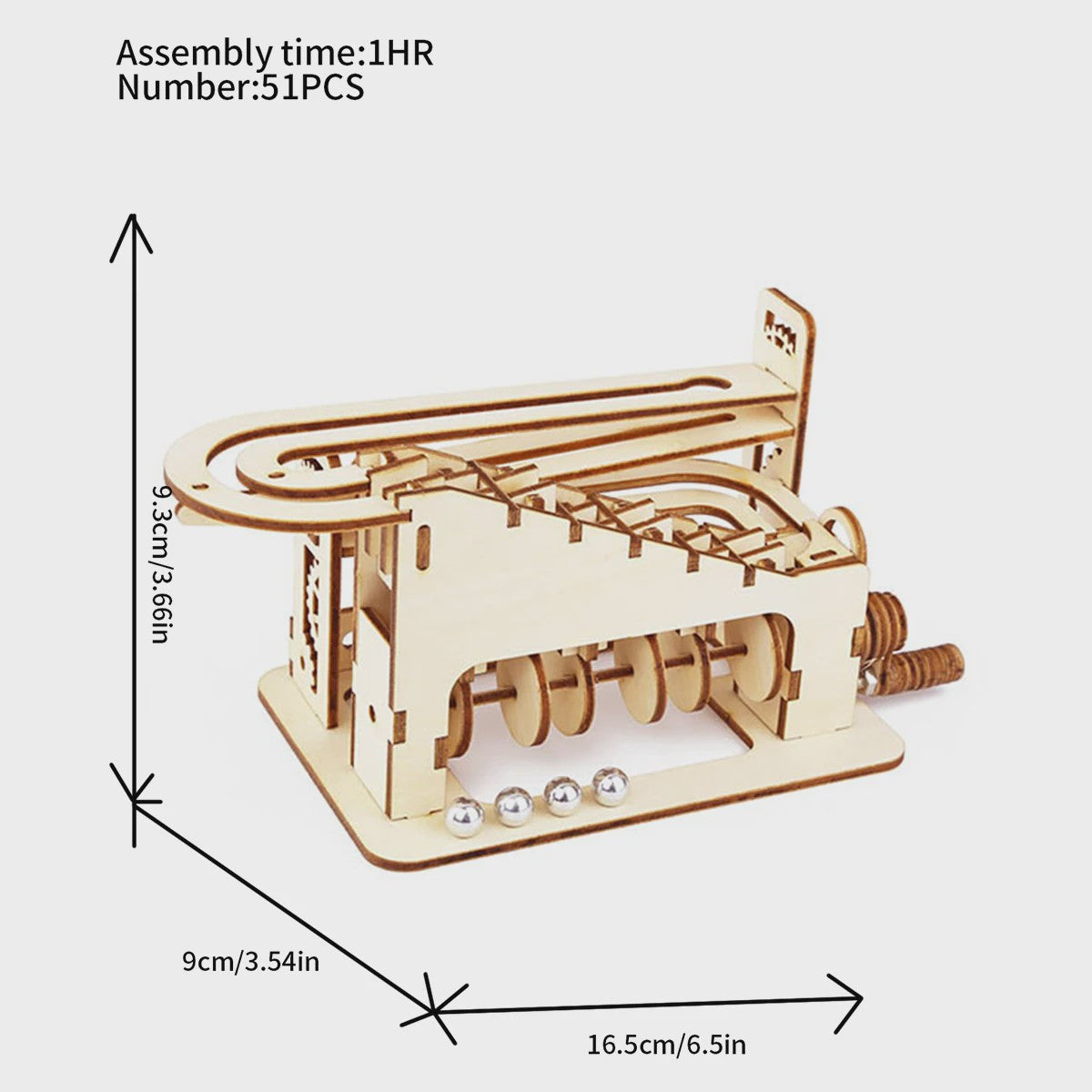 Houten 3D Puzzel: Spiraal Marble Run Modelbouw Kit voor Volwassenen en Tieners