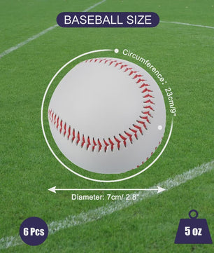 Set van 6 Harde Baseballs - Standaard Maat, Leer, Oefen & Trainingsballen