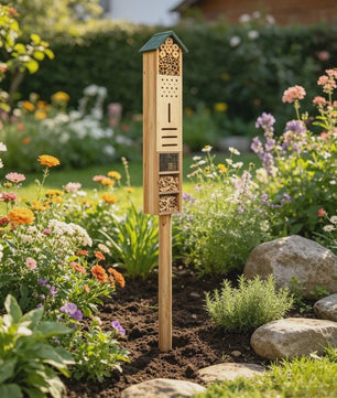 Houten Insectenhotel 150cm - Multifunctioneel & Rustiek Tuindecoratie voor Nuttige Insecten