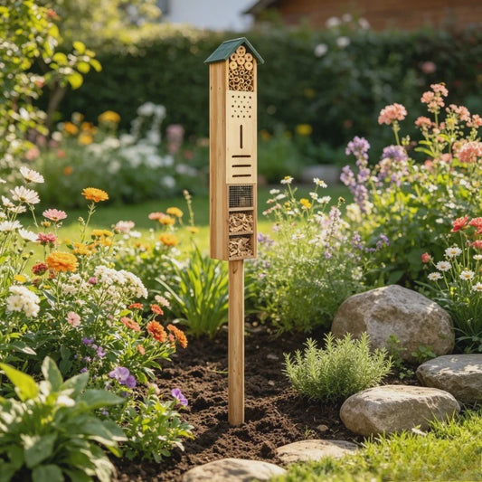 Houten Insectenhotel 150cm - Multifunctioneel & Rustiek Tuindecoratie voor Nuttige Insecten