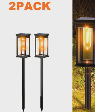 2-Pack Tuinverlichting op Zonne-energie - Waterdichte Buitenlampen met Decoratieve Filament LED