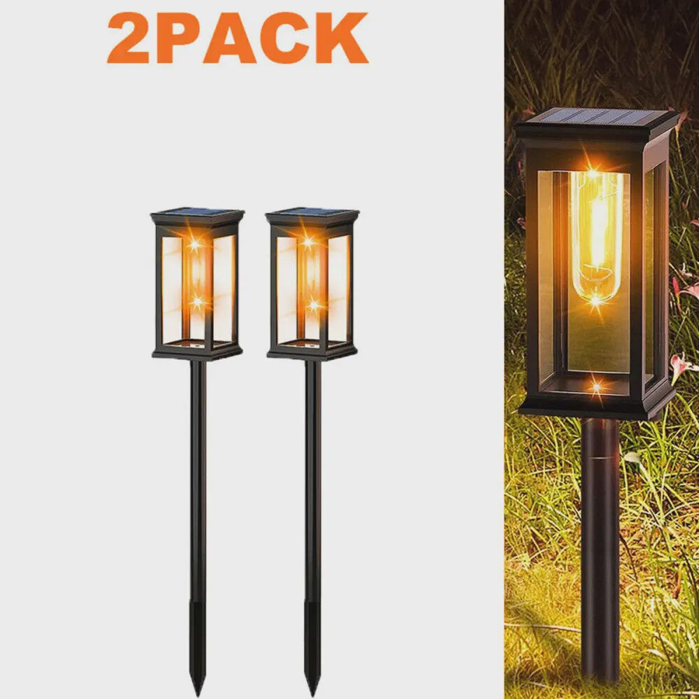 2-Pack Tuinverlichting op Zonne-energie - Waterdichte Buitenlampen met Decoratieve Filament LED