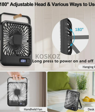 Draagbare USB Ventilator met 5 standen, 180° kantelbaar en stil