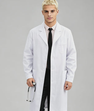 Lichtgewicht Wit Doktersjas Lange Mouw met Knopen - Uniform voor Zorg, Laboratorium & Schoonheidsspecialisten