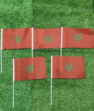 Marokko Handvlag 21x14cm met Plastic Stok - Polyester - Voor Sport & Decoratie
