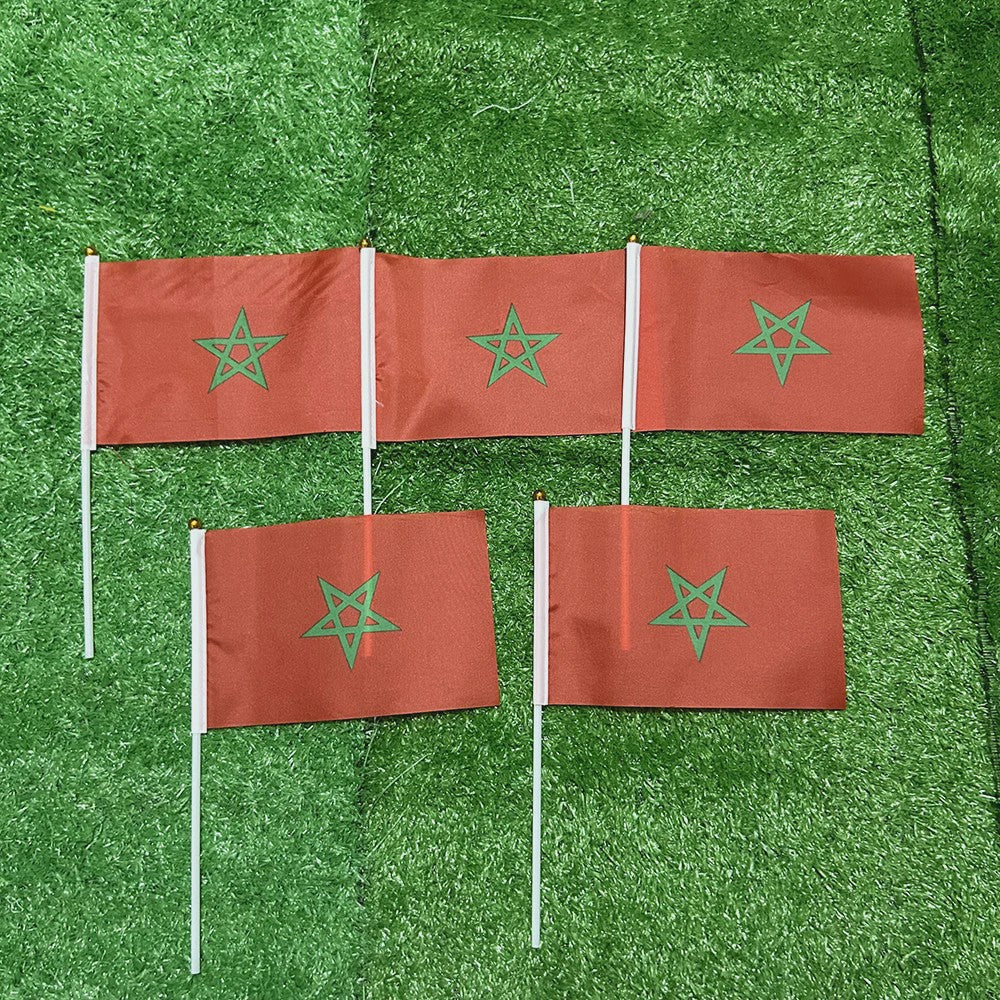 Marokko Handvlag 21x14cm met Plastic Stok - Polyester - Voor Sport & Decoratie