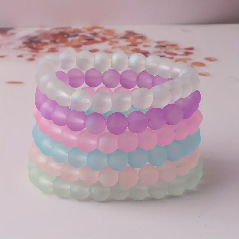 Set van 5, 6 of 10 Elastische Kristal Kralen Armbanden - Mix Kleuren