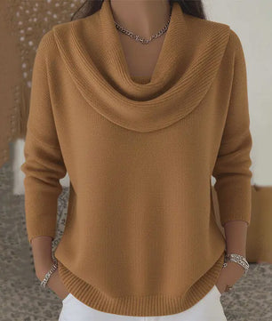 Dames Drapé Hals Trui - Effen Kleur Lange Mouwen - Herfst/Winter Collectie