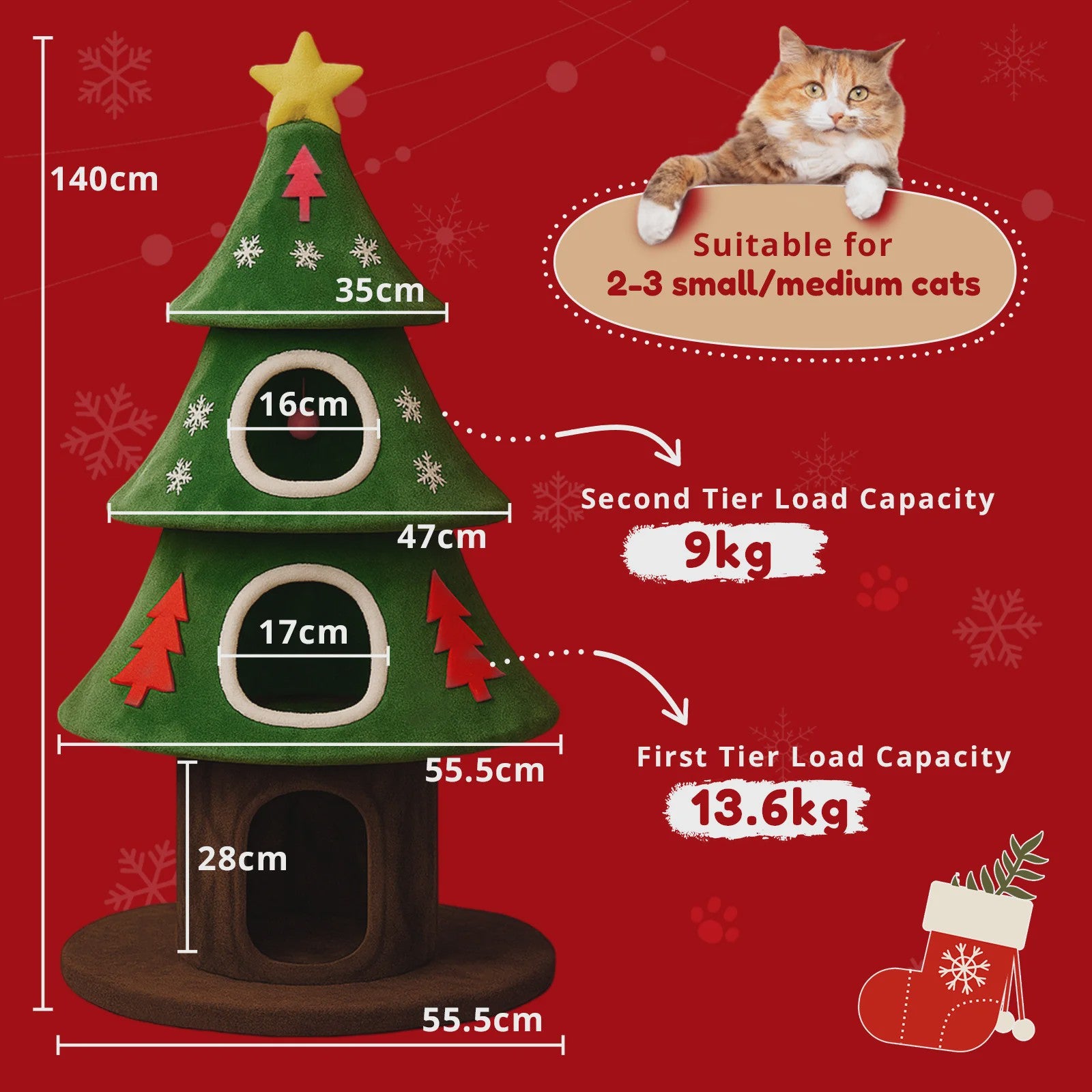 Kerstboom Kattenkrabpaal: Speelparadijs met Meerdere Verdiepingen en Krabmogelijkheden