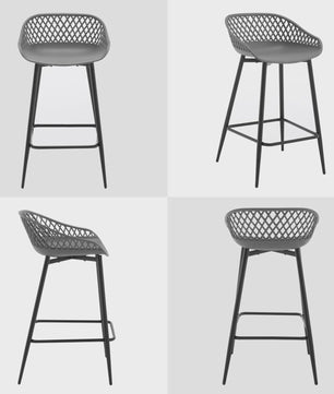Set van 2 barkrukken met open rugleuning - Stijlvolle keukenstoelen voor binnen en buiten