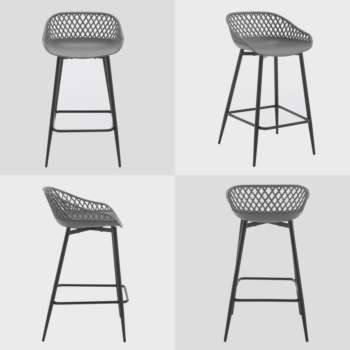 Set van 2 barkrukken met open rugleuning - Stijlvolle keukenstoelen voor binnen en buiten