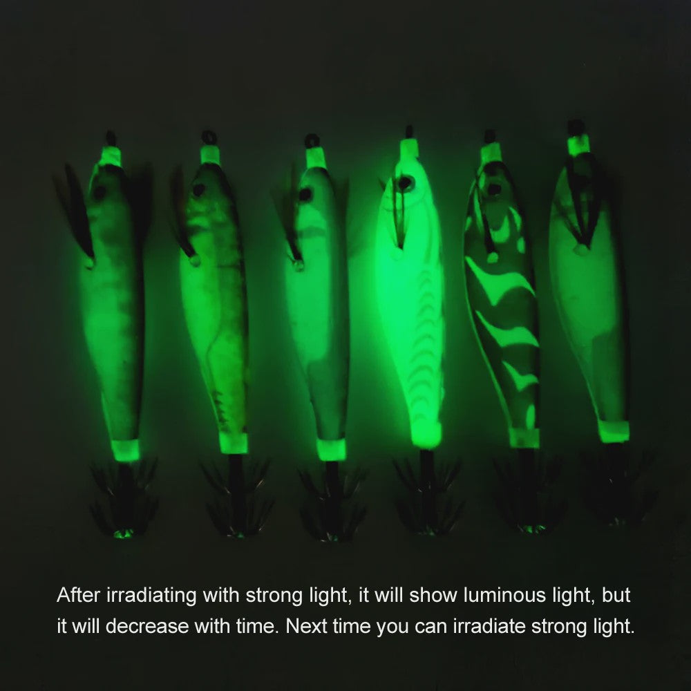 14-delige Set Vis Lures: Luminous Octopus & Inktvis Jigs met Dubbele Haken