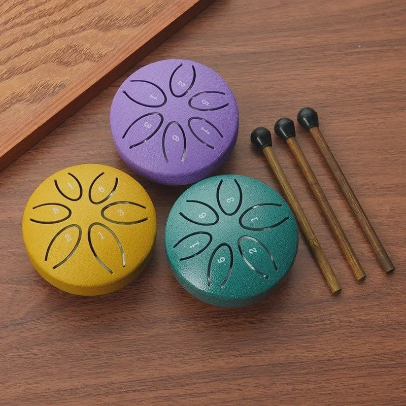 Mini Stalen Tongtrommel (6 Tonen) - Ethereal Hand Drum met Stokken - 3 Inch