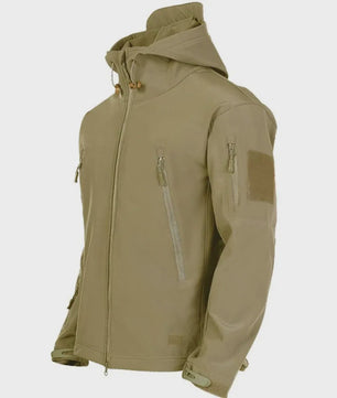 2024 New Fashionable Shark Skin Soft Shell Jacket Men's Tactical Windproof Waterproof Jacket Men's Jacket Hooded Jacket