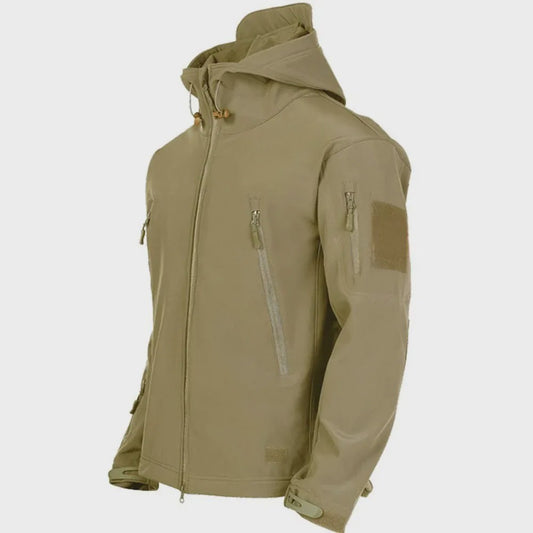 2024 New Fashionable Shark Skin Soft Shell Jacket Men's Tactical Windproof Waterproof Jacket Men's Jacket Hooded Jacket