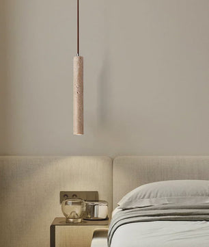 Stijlvolle Cilinder Hanglamp van Travertin Steen - LED Plafondlamp voor Slaapkamer, Eettafel & Keuken