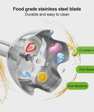 BioloMix 4-in-1 Staafmixer: Krachtige 1200W Hand Blender met Hakker en Smoothiebeker