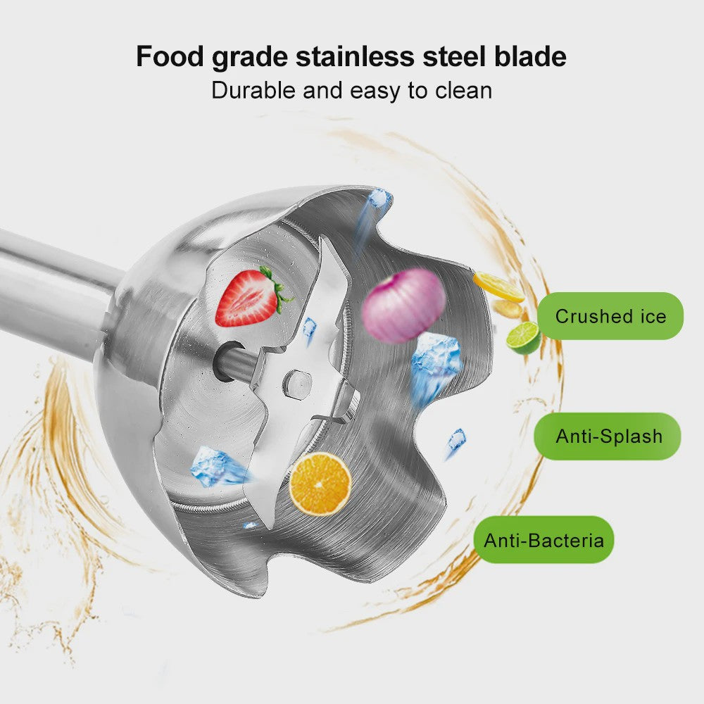 BioloMix 4-in-1 Staafmixer: Krachtige 1200W Hand Blender met Hakker en Smoothiebeker